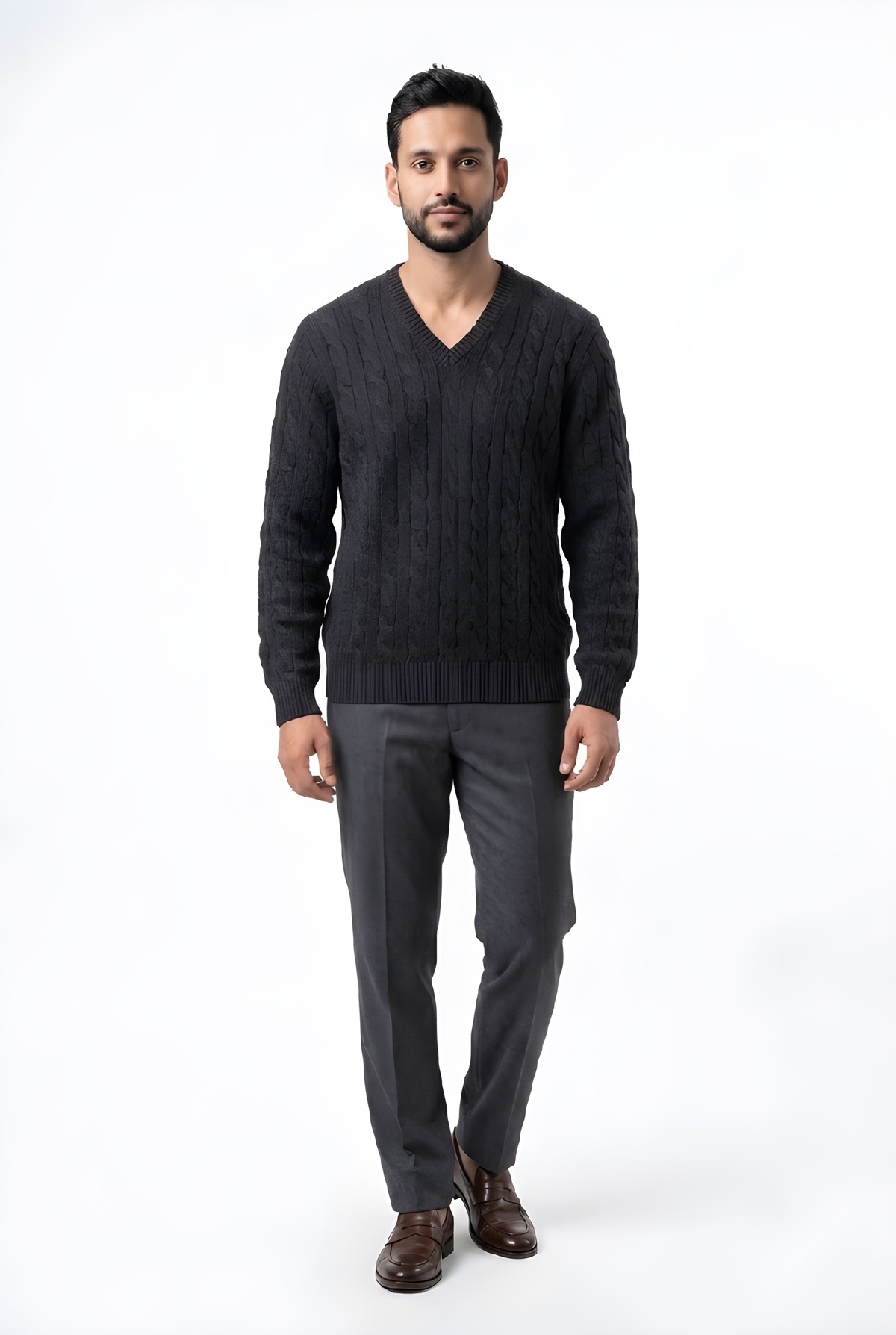 William Lockie Merino Kabel V-hals Trui