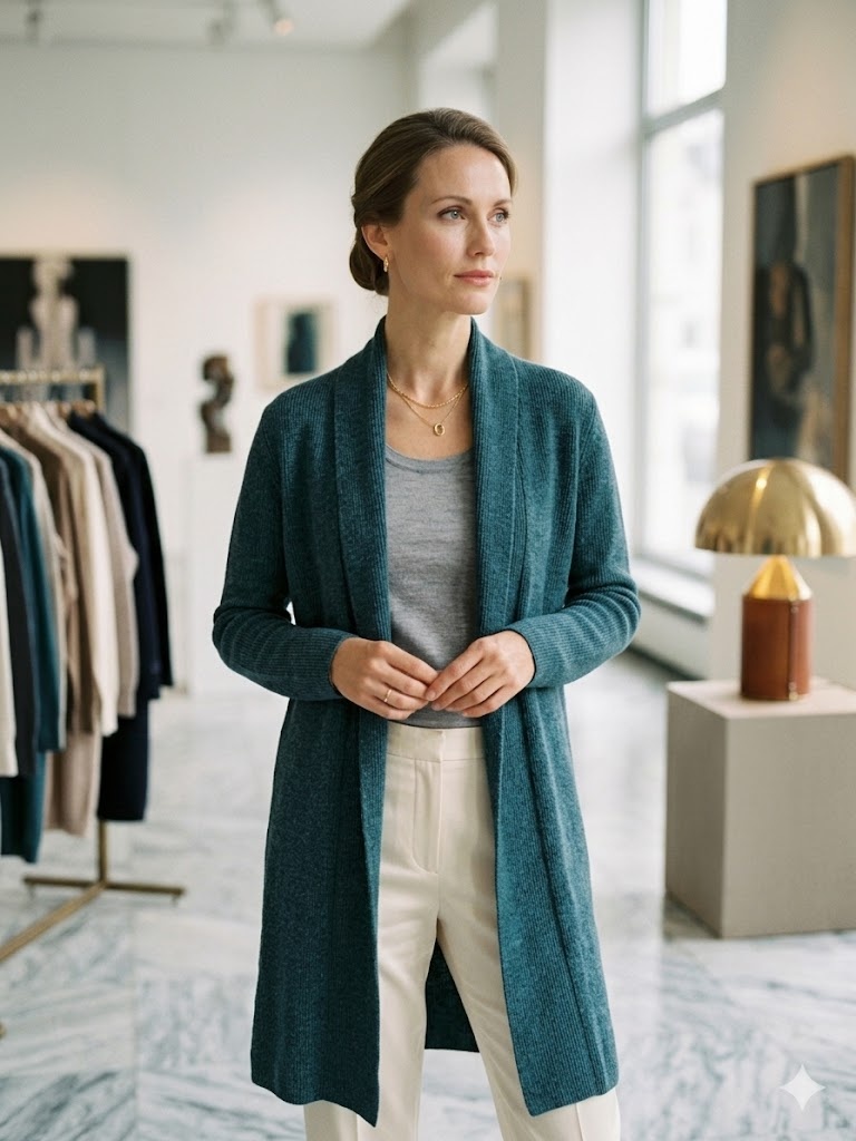 Wlliam Lockie Shawlkraag lang damesvest Lugano