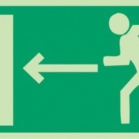 Bord nooduitgang Rennende persoon met pijl naar links