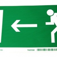 Sticker nooduitgang Rennende persoon met pijl naar links