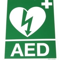 AED sticker met logo en AED tekst