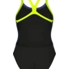 Afbeelding van Arena Team Swimsuit Challenge Solid Dark Sage- Shoking Pink