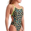 Afbeelding van Arena Olives Swimsuit XCriss Cross Black Multi- Artic Lime