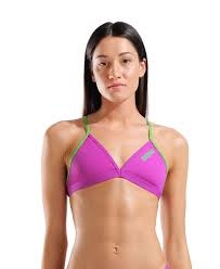 Arena Swim Top Tie Back Solid Very Fuchsia-Green