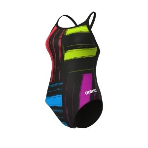 Arena Grid Swimsuit Lightdrop Back Black-Multi