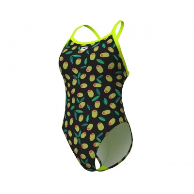 Foto van Arena Olives Swimsuit XCriss Cross Black Multi- Artic Lime