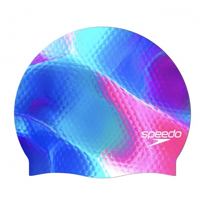 Foto van Speedo badmuts Printed silicone Cap Blauw- Pink