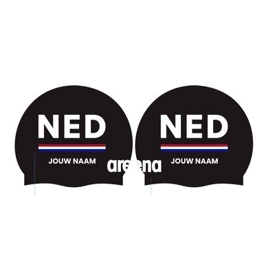 Foto van Arena badmuts moulded NED Zwart met naam