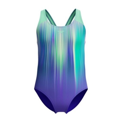 Foto van Speedo badpak ECO+ Dig Placement Splashback Pur/Grn 