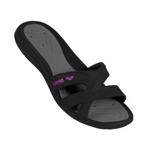 Arena dames badslipper Athena Hook zwart-grijs Arena dames badslipper Athena Hook zwart-grijs