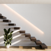Stalen trapleuning met LED verlichting - RAL9010 Wit - Rechthoek 40x20 - Met leuninghouders type L1 