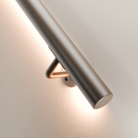 Stalen trapleuning met LED verlichting - Anodic brown - Rond 42mm - Met leuninghouders type R1