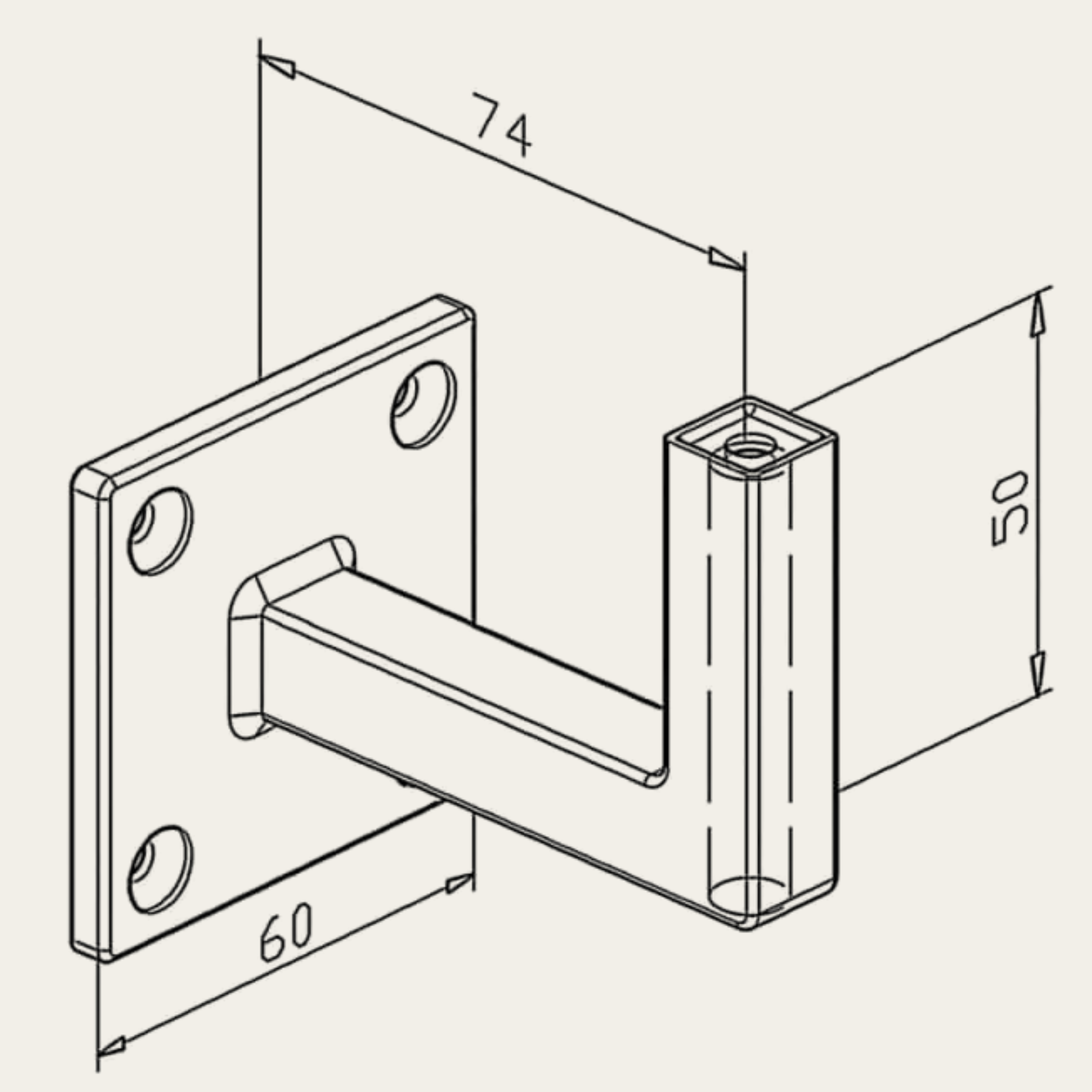 Leuninghouder voor Vlakke leuning – Zwart - Type V1 Leuninghouder voor Vlakke leuning – Zwart - Type V1