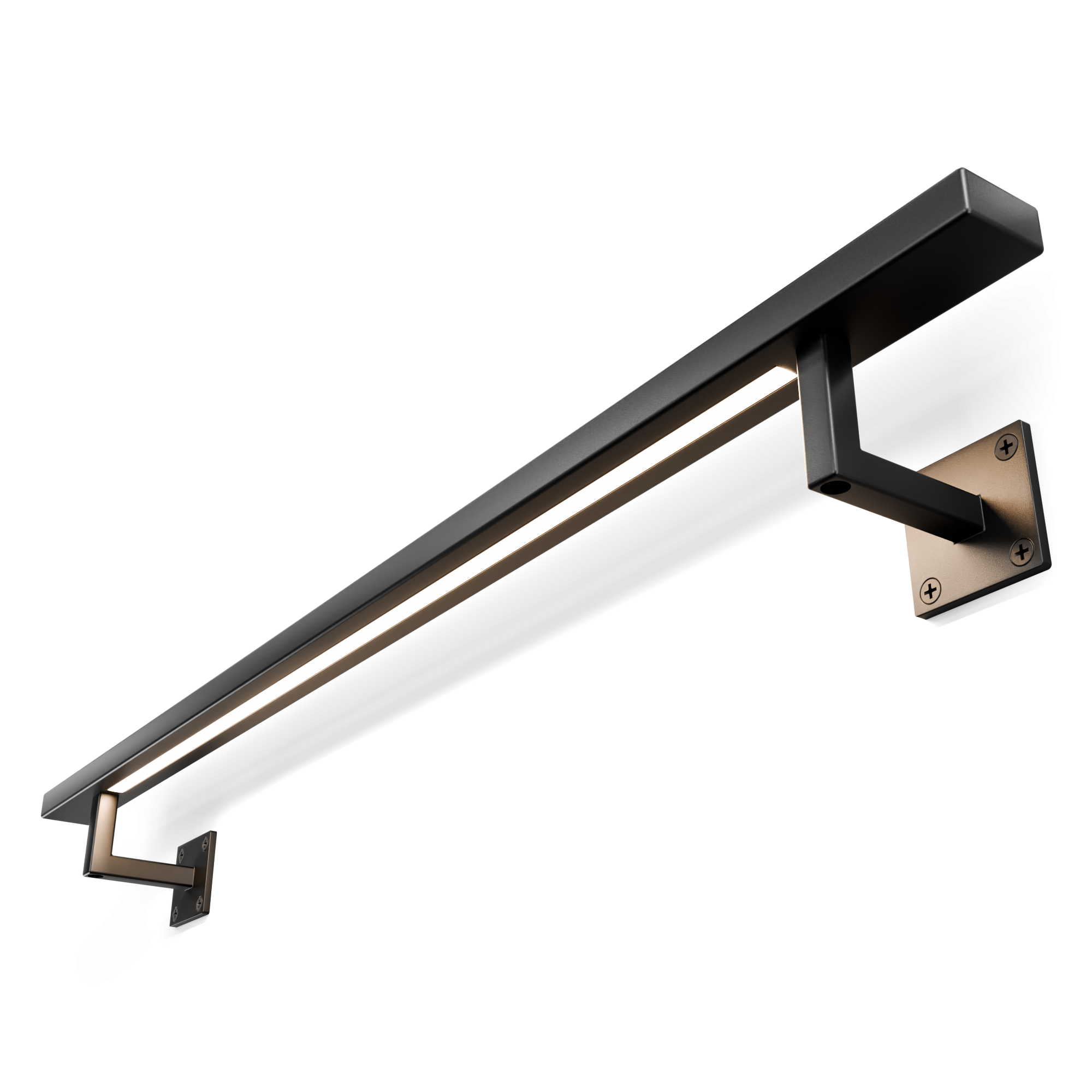 Stalen trapleuning met LED verlichting - Rechthoek 40x20 - Met leuninghouders type V1 Stalen trapleuning met LED verlichting - Rechthoek 40x20 - Met leuninghouders type V1