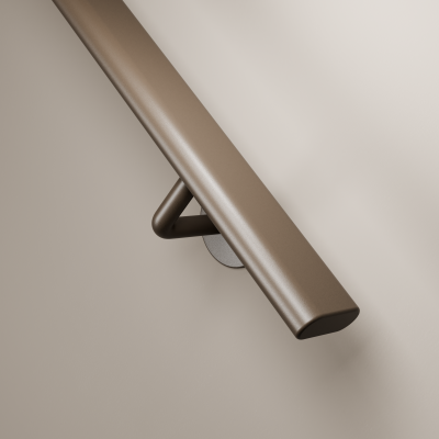 Foto van Stalen trapleuning - Anodic brown - Ovaal 48x20mm - Inclusief leuninghouders R2 