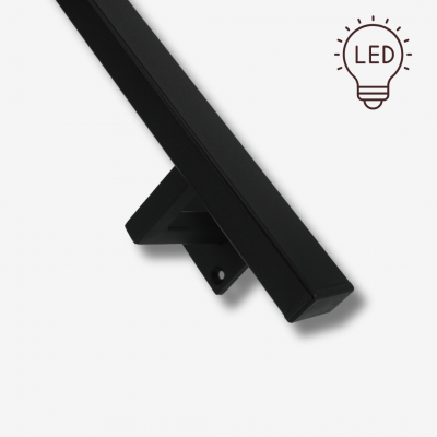 Stalen trapleuning met LED verlichting - Rechthoek 40x20 - Met leuninghouders type V1 