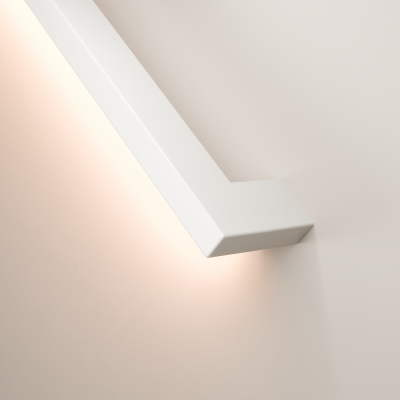 Foto van Stalen trapleuning met LED verlichting - RAL9010 Wit - Rechthoek 40x20 - Met leuninghouders type L1 