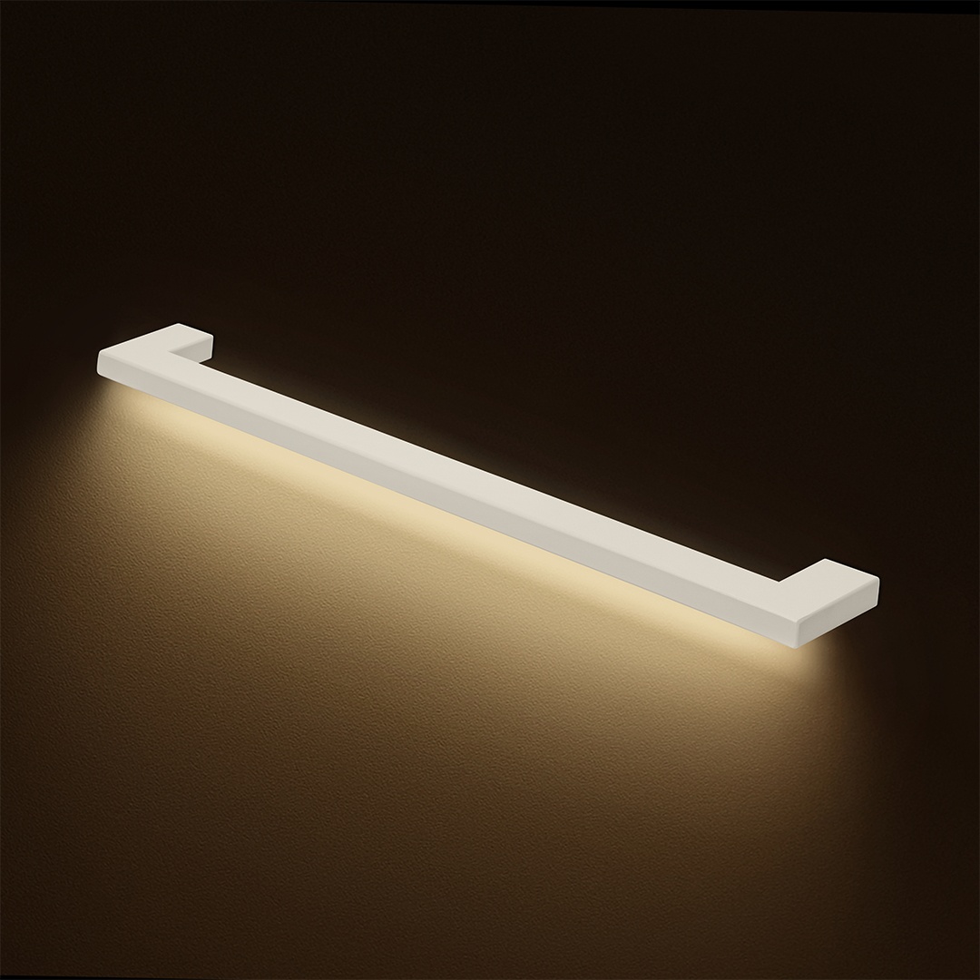 Stalen trapleuning met LED verlichting - RAL9010 Wit - Rechthoek 40x20 - Met leuninghouders type L1 Stalen trapleuning met LED verlichting - RAL9010 Wit - Rechthoek 40x20 - Met leuninghouders type L1