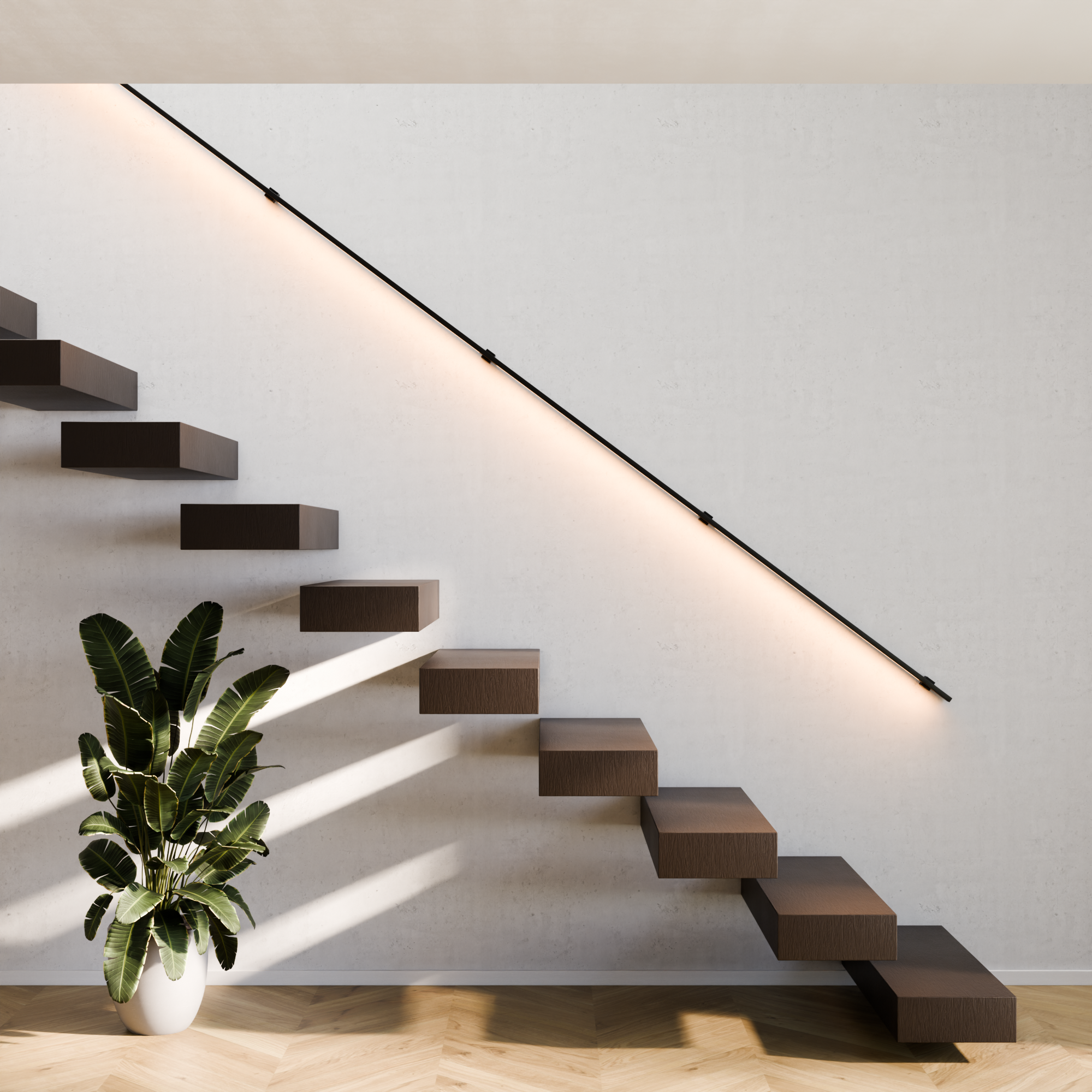 Stalen trapleuning met LED verlichting - Rechthoek 40x20 - Met leuninghouders type B1 Stalen trapleuning met LED verlichting - Rechthoek 40x20 - Met leuninghouders type B1