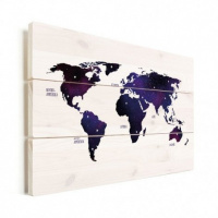 Wereldkaart Stars And Continents Paarstint - Horizontale planken hout 120x80