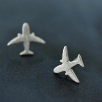 Vliegtuig oorbellen Zilver mat