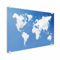 Wereldkaart Wolken - Plexiglas 60x40