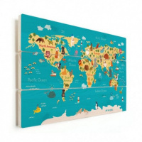 Wereldkaart Leerzaam En Leuk - Verticale planken hout 40x30