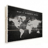 Wereldkaart What A Wonderful World Zwart - Horizontale planken hout 120x80