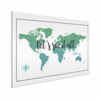 Wereldkaart Let's See It All Groen - Geborsteld aluminium 40x30
