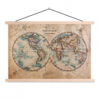 Wereldkaart The World Perkament - Schoolplaat 90x60