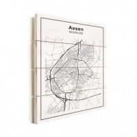 Stadskaart Assen - Horizontale planken hout 30x40