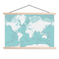 Wereldkaart Pastel Zee Winter - Schoolplaat 60x40