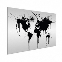 Wereldkaart Artistieke Spots - Geborsteld aluminium 100x50