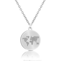 Wereldkaart ketting - Zilverkleurig