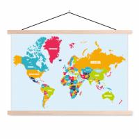 Wereldkaart Grote Landnamen - Schoolplaat 90x60