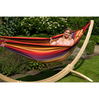 Hangmat Set Double Wood & Rainbow Double