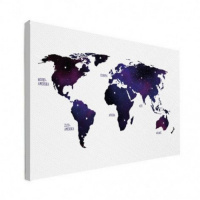 Wereldkaart Stars And Continents Paarstint - Canvas 100x50