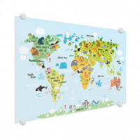 Wereldkaart Voor Kinderen - Plexiglas 90x60