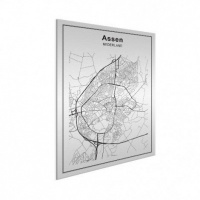 Stadskaart Assen - Wit aluminium 30x40