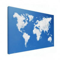 Wereldkaart Wolken - Canvas 80x60
