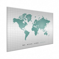 Wereldkaart We Need Some Green - Wit aluminium 60x40