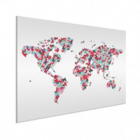 Wereldkaart Butterfly Earth - Geborsteld aluminium 60x40