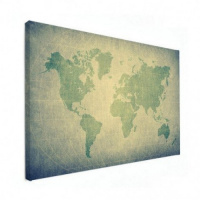 Wereldkaart Vervaagd Groentint - Canvas 120x80