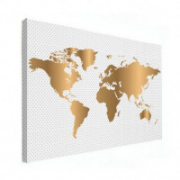Wereldkaart Golden Dots - Canvas 120x80