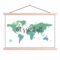 Wereldkaart Let's See It All Groen - Schoolplaat 60x40