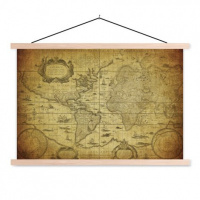 Wereldkaart Oude Zeekaart - Schoolplaat 90x60
