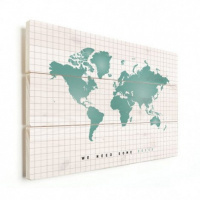 Wereldkaart We Need Some Green - Verticale planken hout 80x60