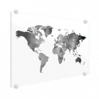 Wereldkaart Geometrische Vakken Wit - Plexiglas 90x60