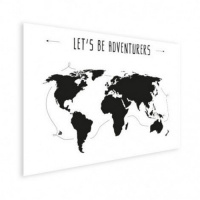 Wereldkaart Let's Be Adventurers Zwart - Poster 120x90
