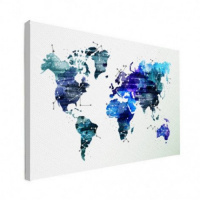 Wereldkaart Artistiek Nachtkleuren - Canvas 90x60
